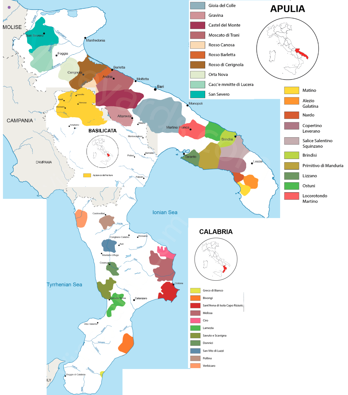 Wine map South Italy